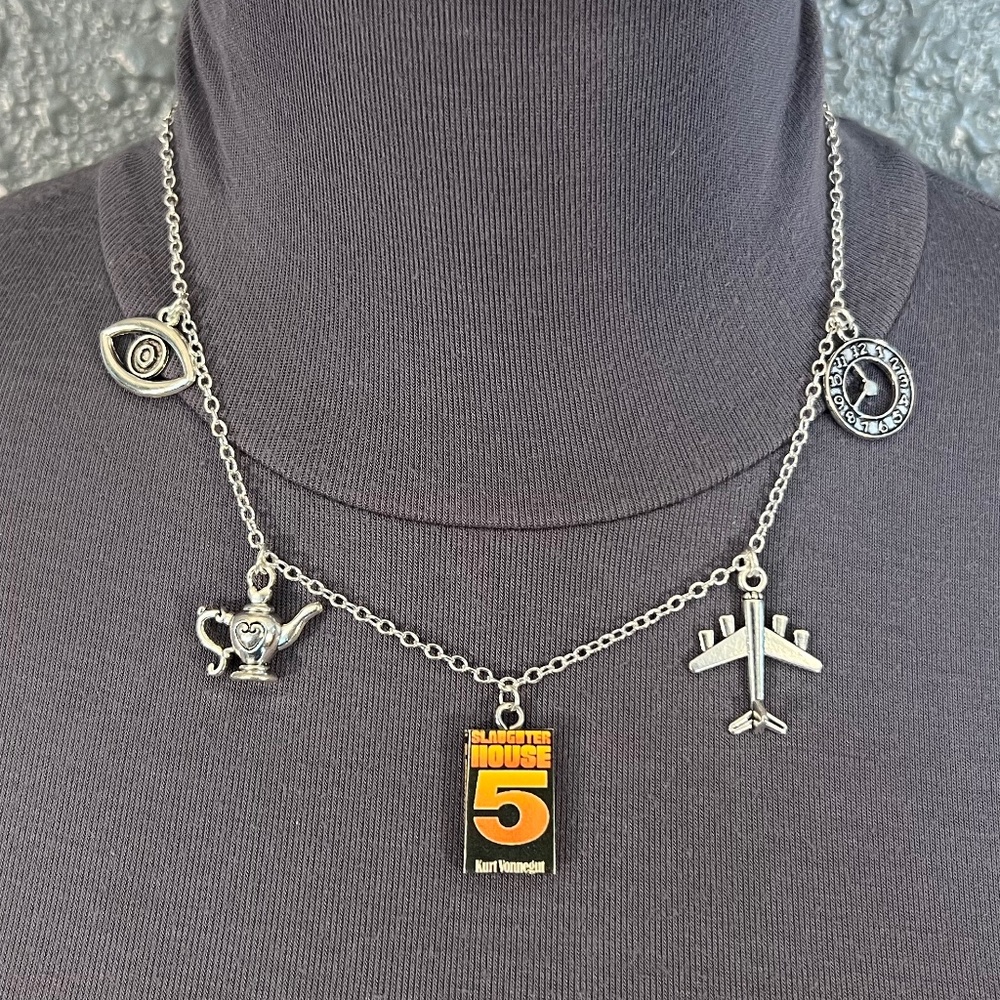 Slaughterhouse 5 Kurt Vonnegut Handmade Literature Silver Necklace, Book Cover